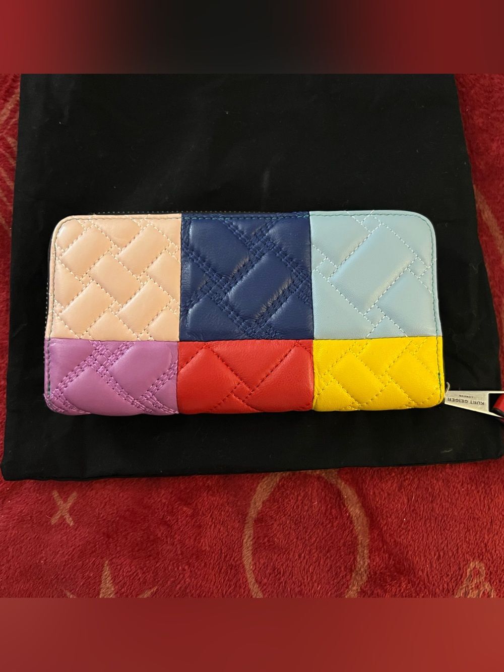 Kurt Geiger Multi-Color Quilted Patchwork Zip Wallet - Picture 2 of 8